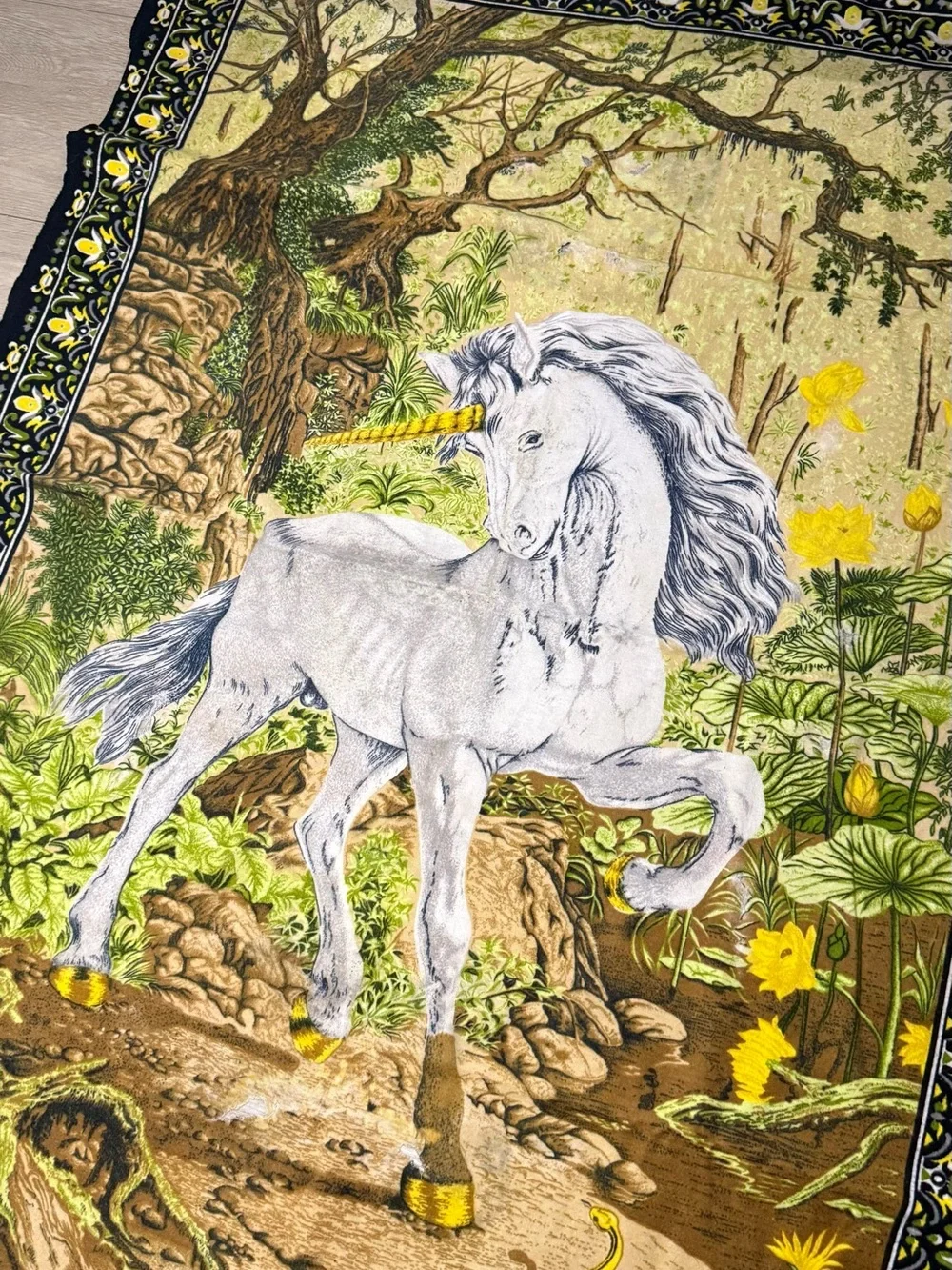 Vintage 1970s A.T.C. New York Tapestry Unicorn Fairycore Faeirecore Made Art
